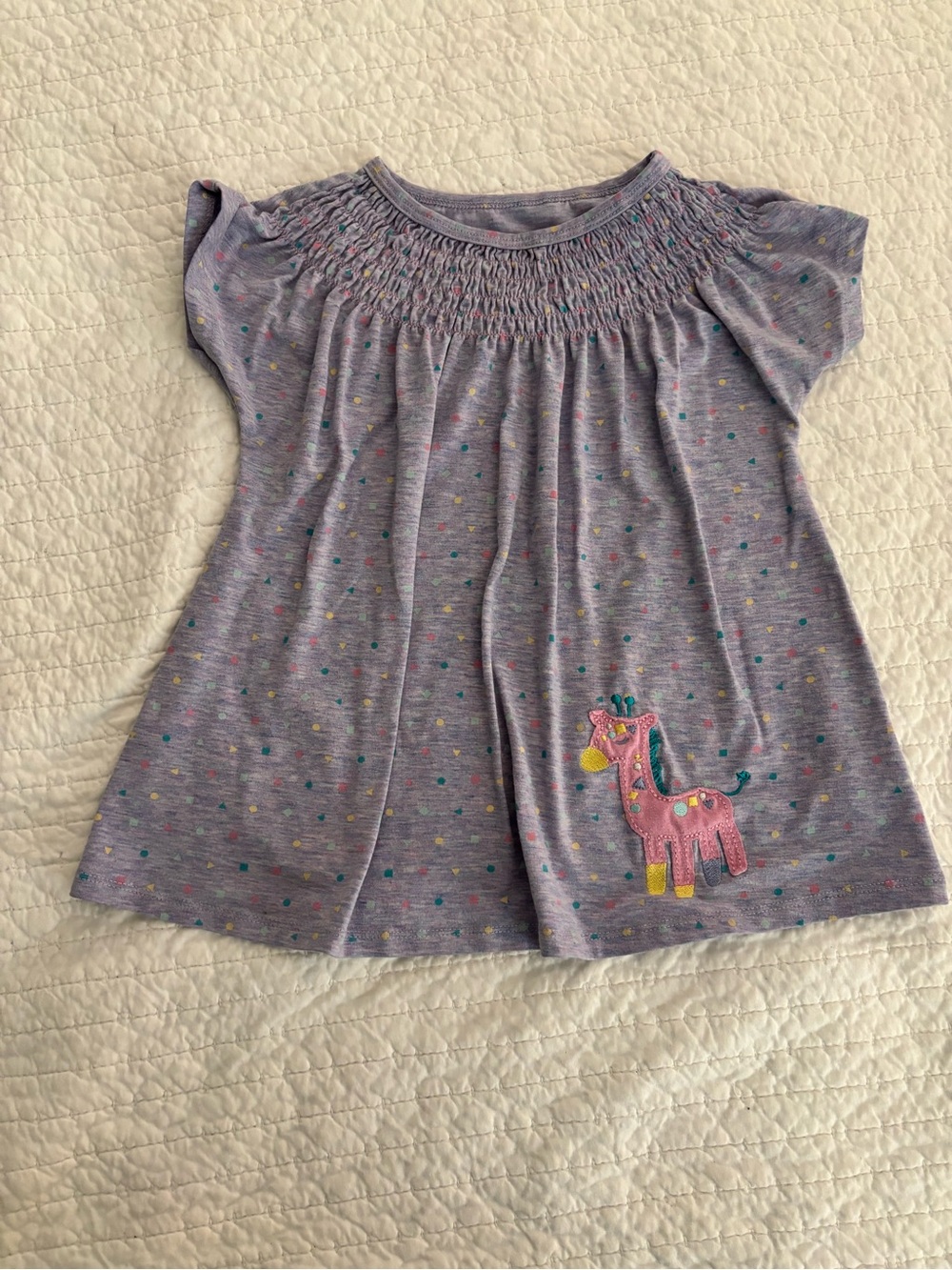 American Girl Lavender Short Sleeve Tunic with Pink Giraffe